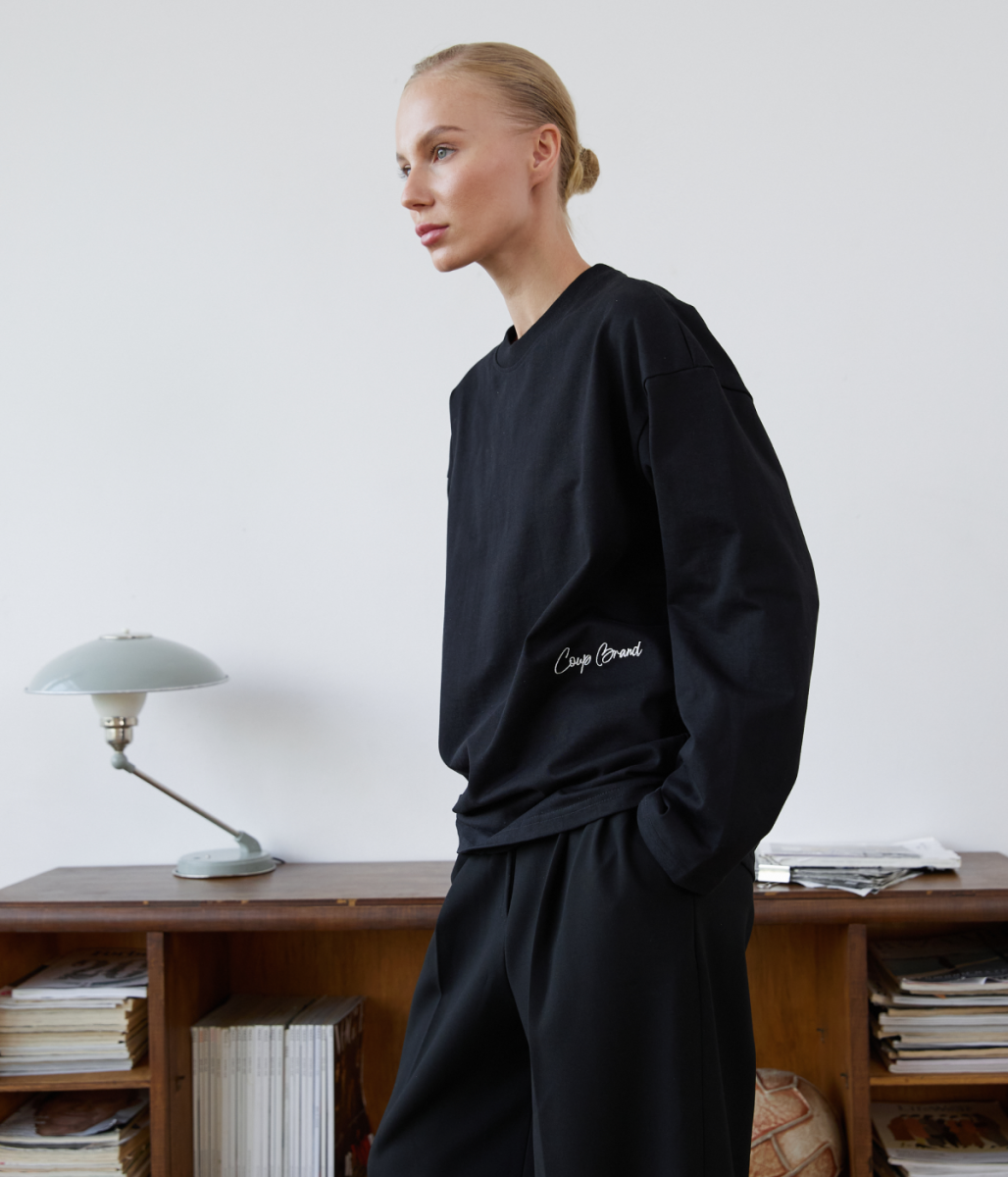 COUP BRAND LONG SLEEVE BASIC BLACK/CREAM