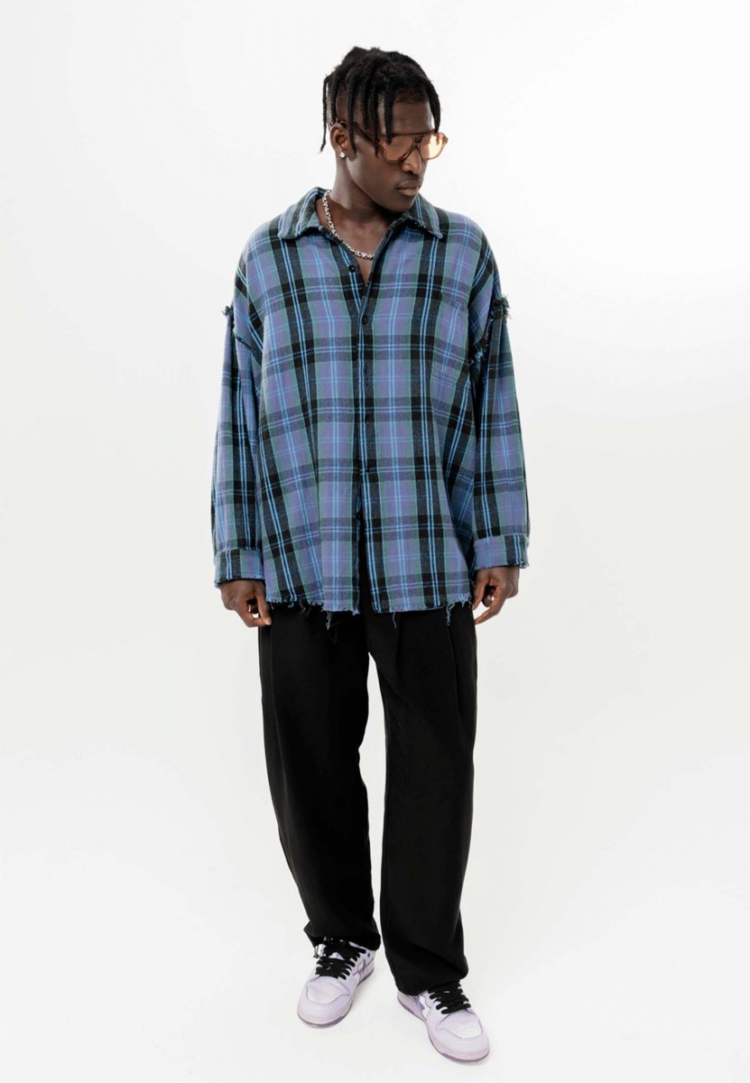 TYPES BLUE RAW "PLAID" SHIRT