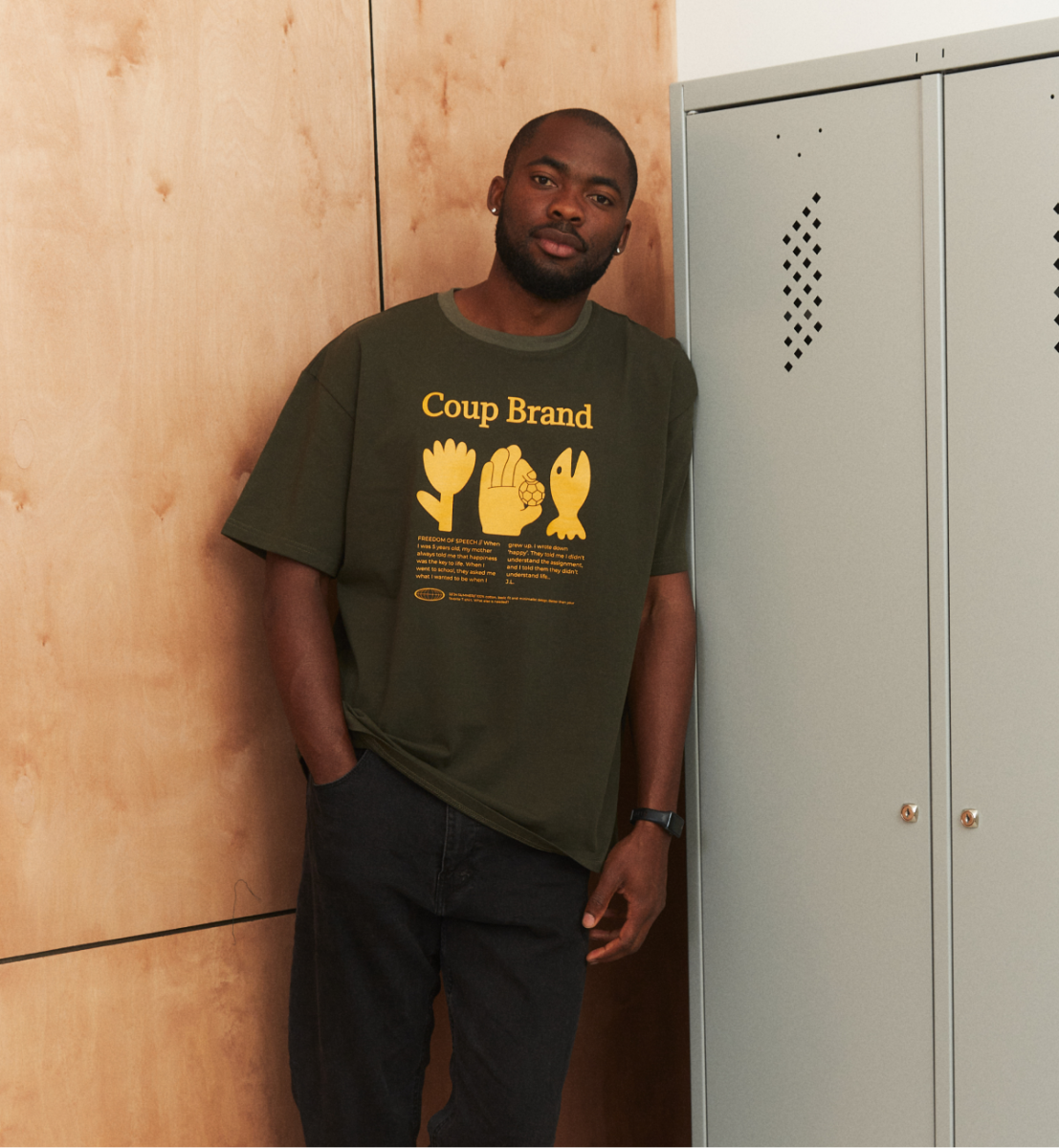 COUP BRAND T-SHIRT KHAKI "COMBINATION"