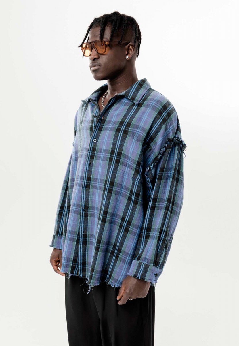 TYPES BLUE RAW "PLAID" SHIRT