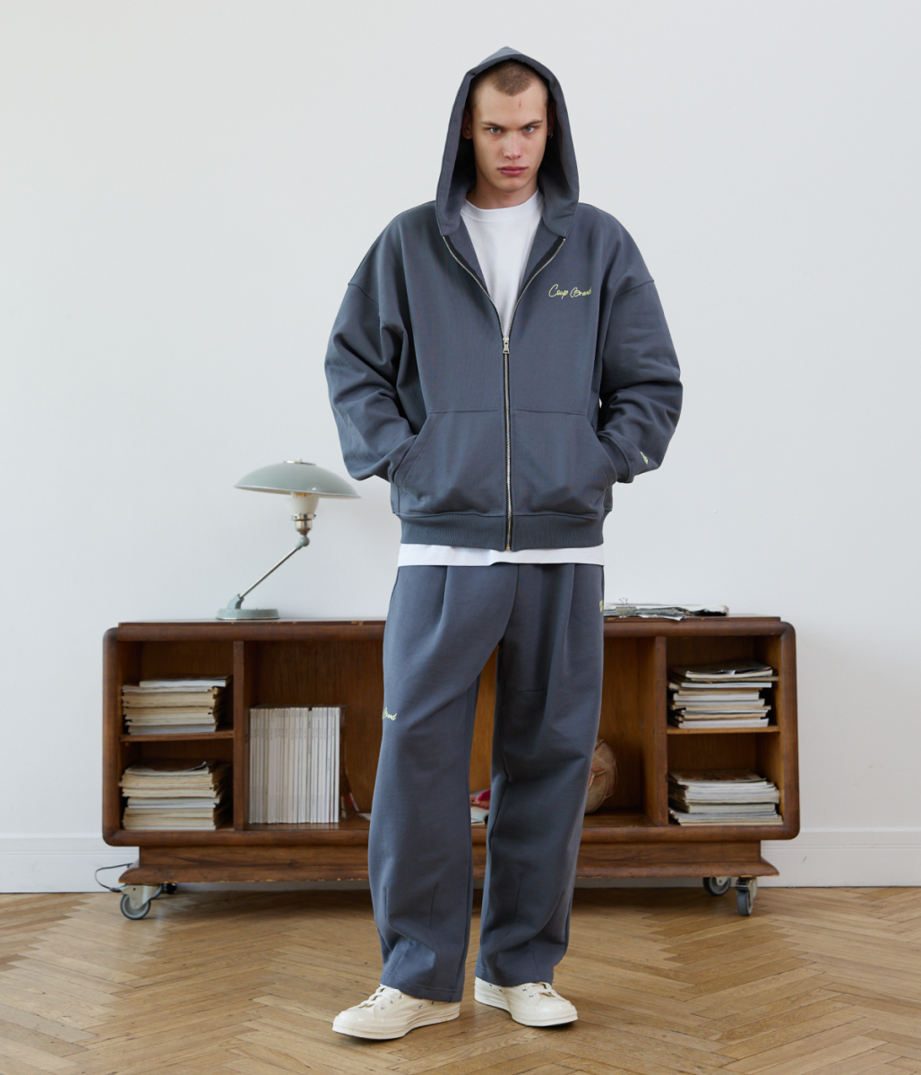 COUP BRAND ZIP HOODIE BASIC GREY/LEMON