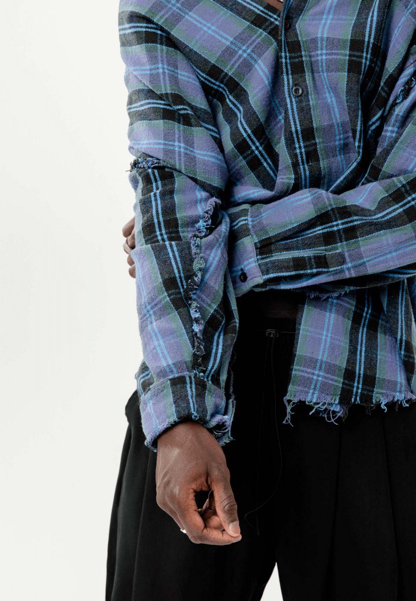 TYPES BLUE RAW "PLAID" SHIRT