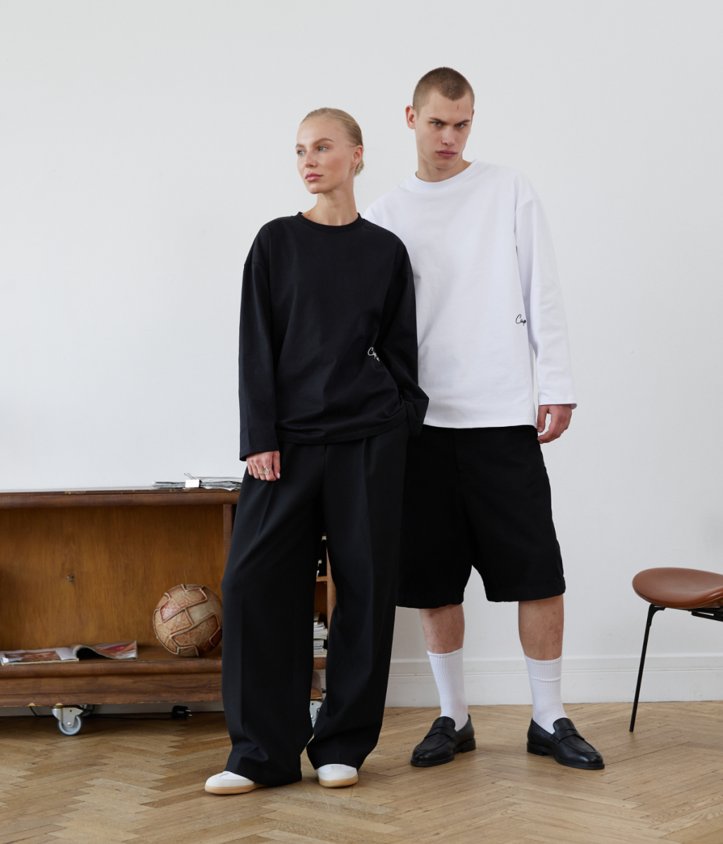COUP BRAND LONG SLEEVE BASIC WHITE/BLACK