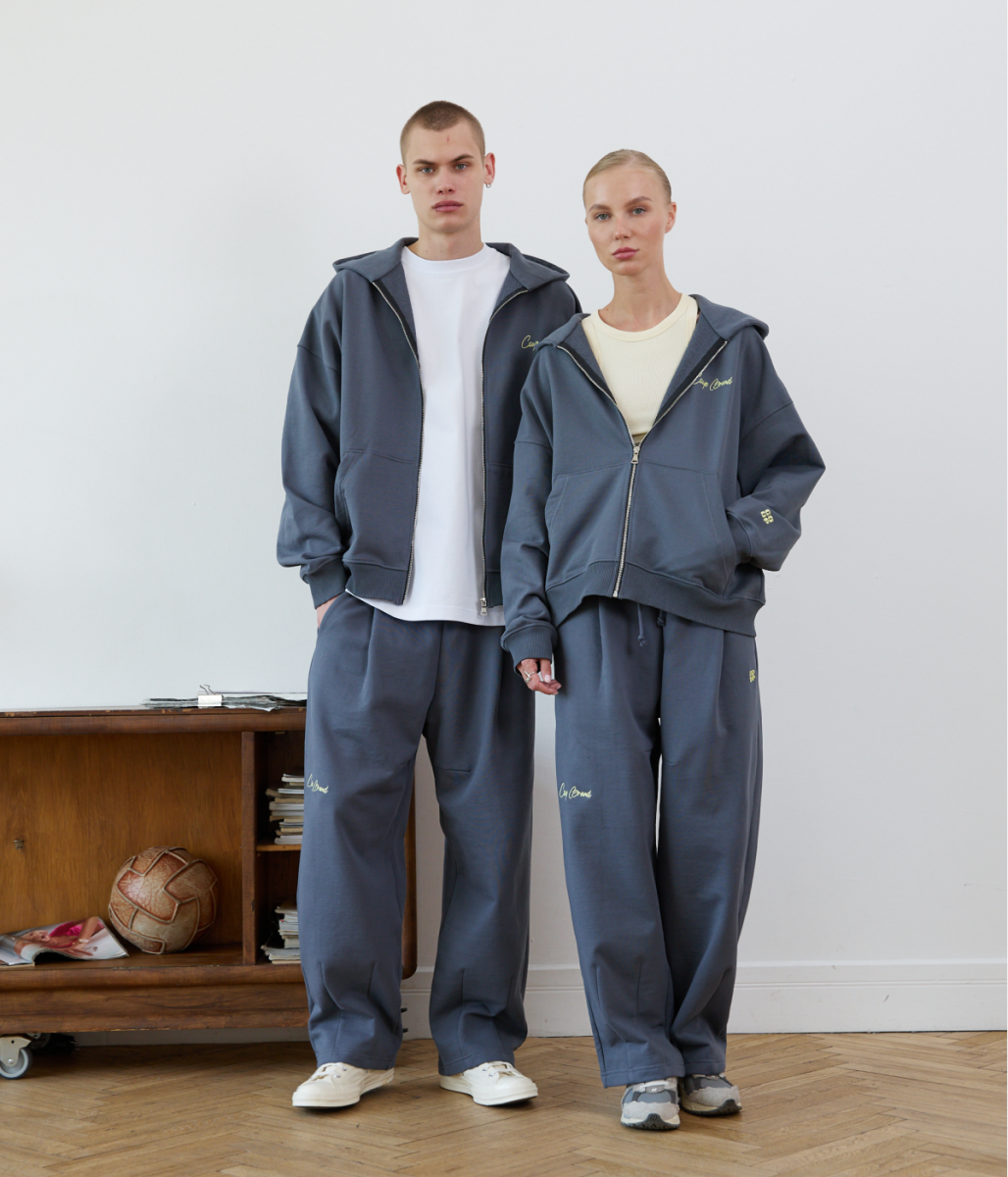 COUP BRAND ZIP HOODIE BASIC GREY/LEMON