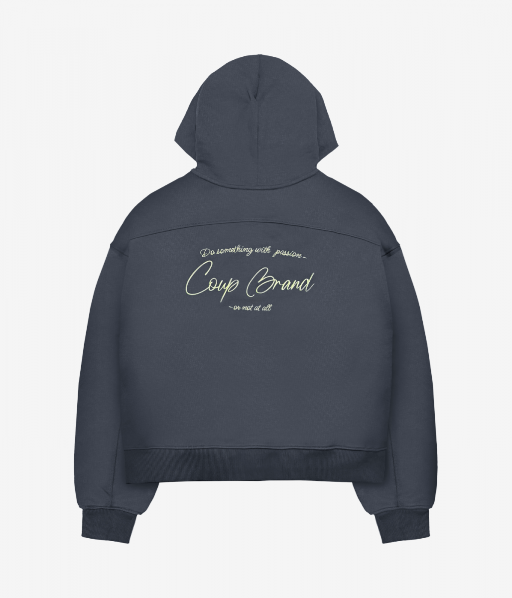 COUP BRAND ZIP HOODIE BASIC GREY/LEMON