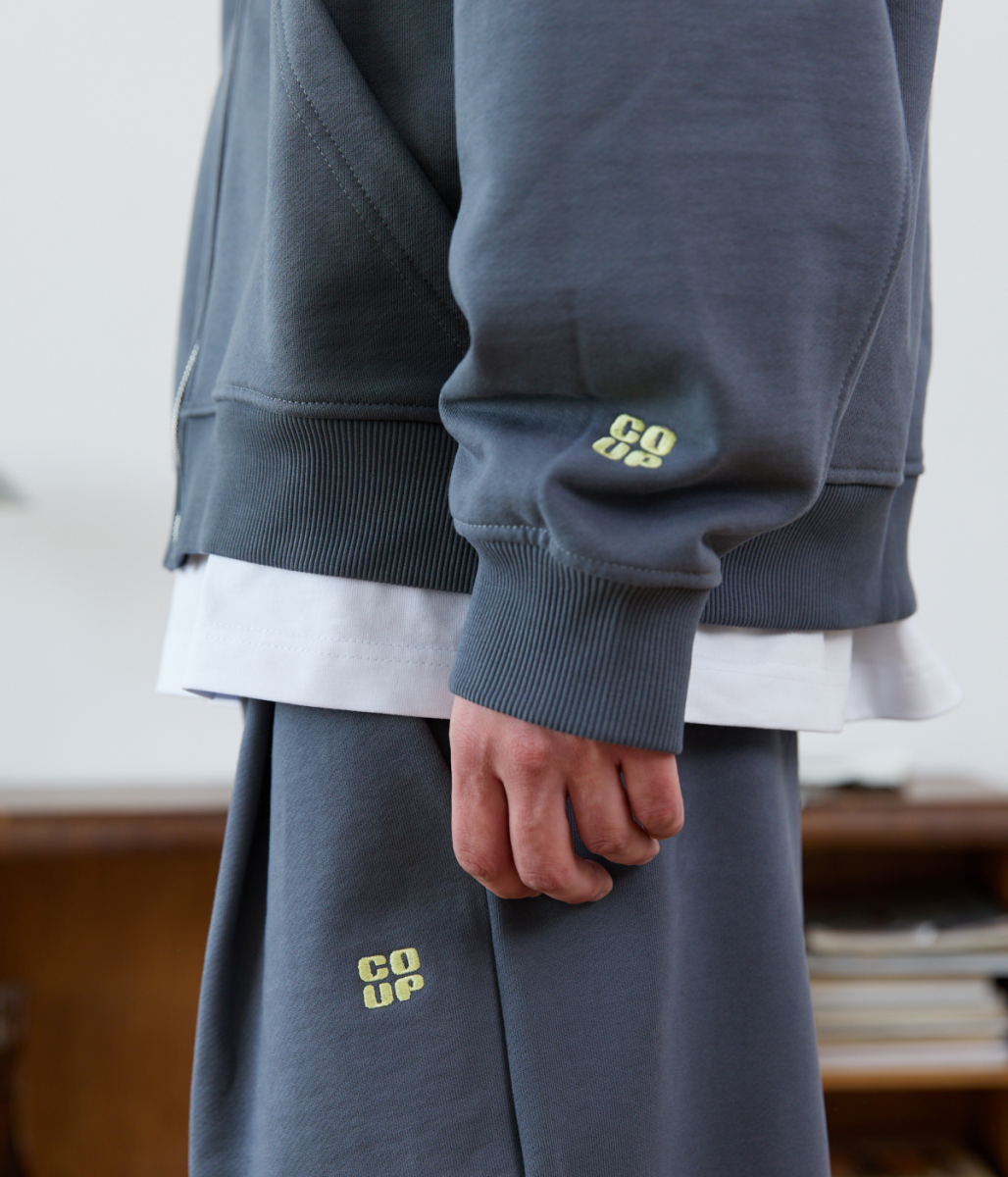 COUP BRAND ZIP HOODIE BASIC GREY/LEMON