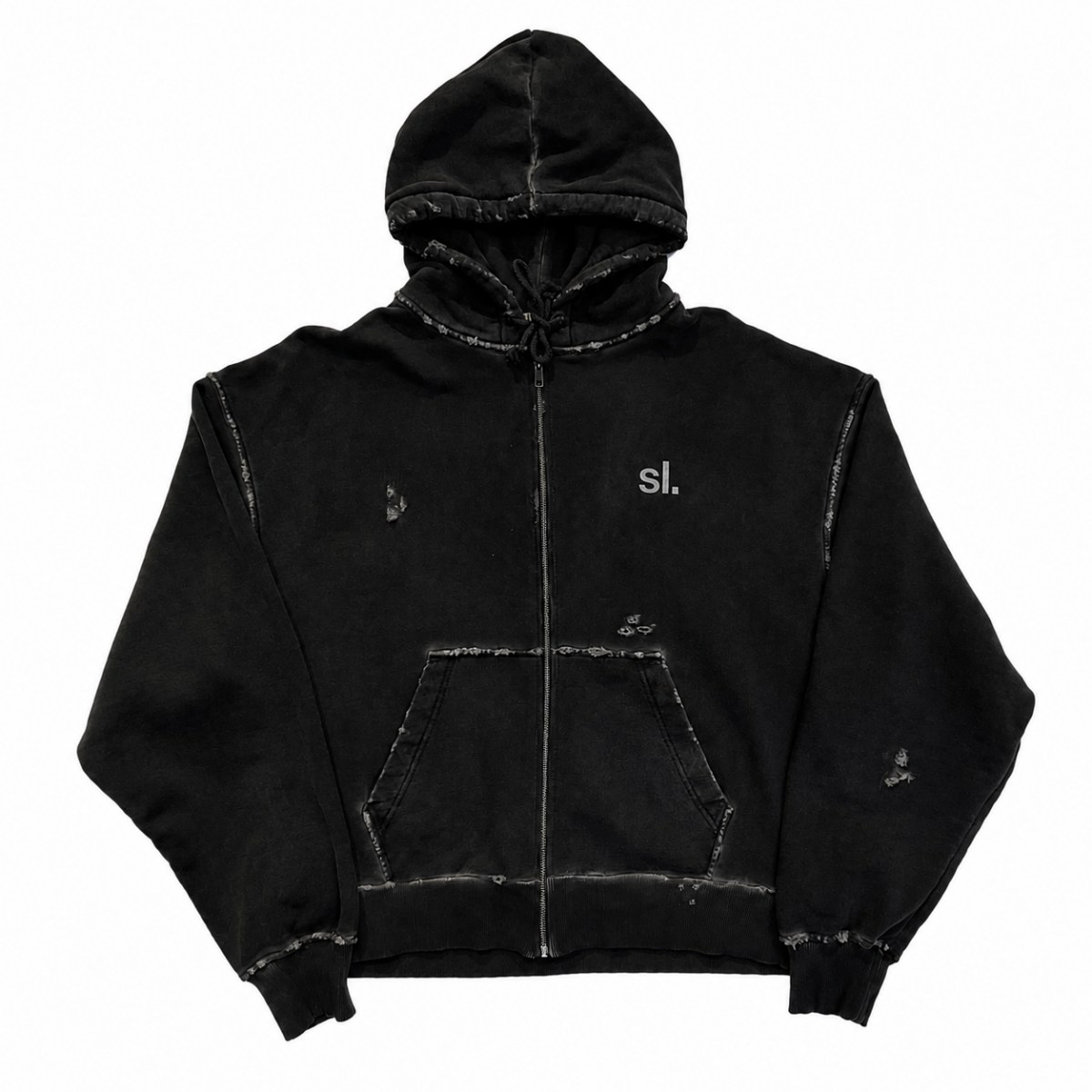 NEW BASE ZIP HOOD DISTRESSED