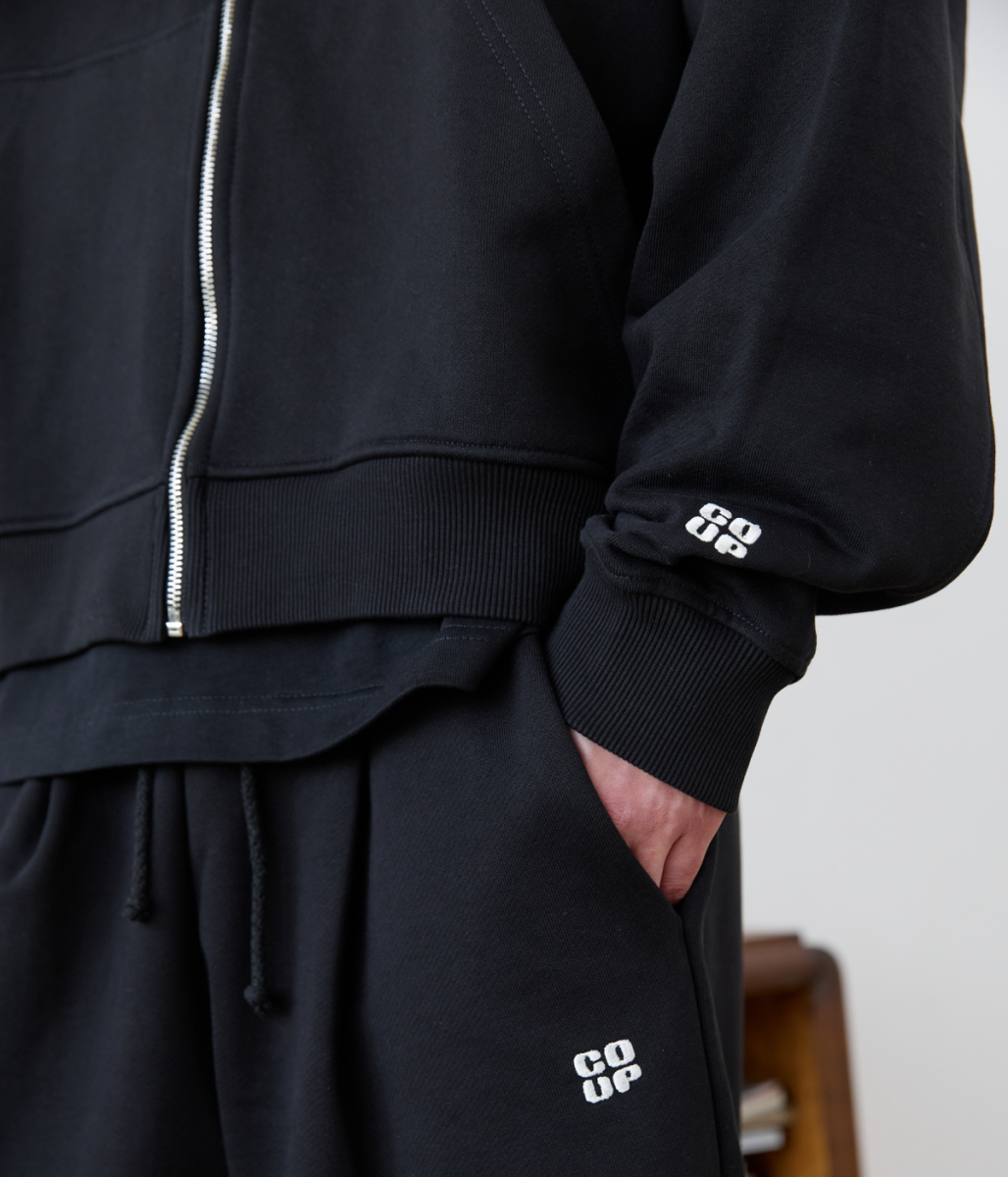COUP BRAND ZIP HOODIE BASIC BLACK/CREAM