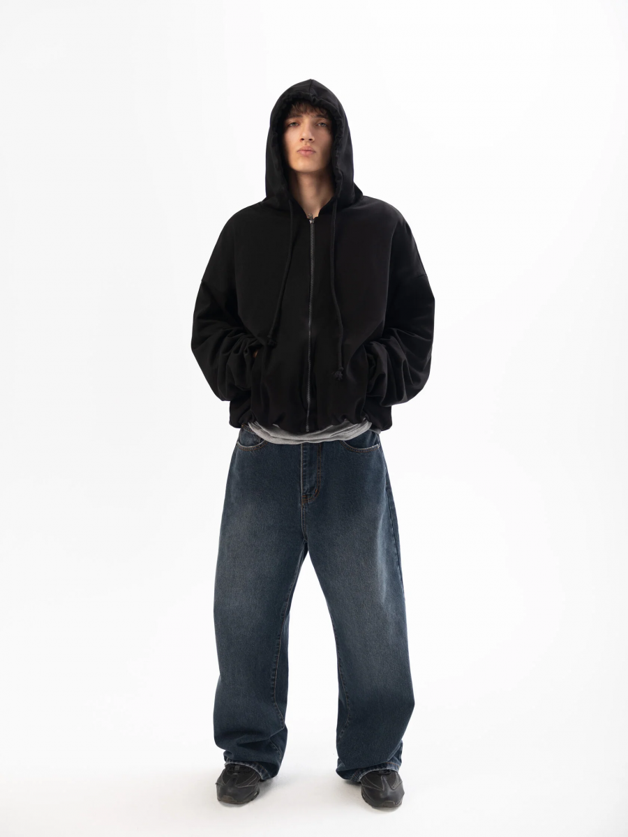 OPEN SYMBOLS  DOUBLE ZIP-HOODIE BLACK